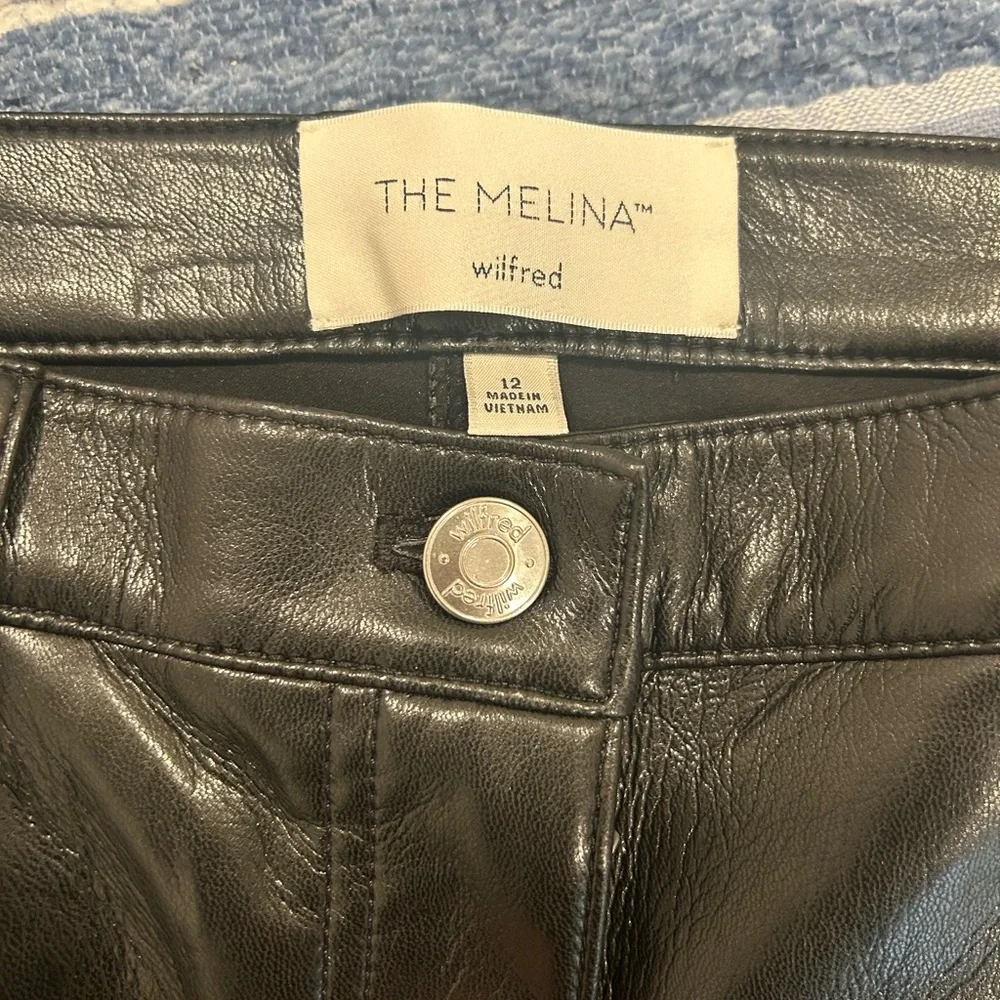 ARITZIA Wilfred The Melina Black Leather Trousers - Picture 4 of 4